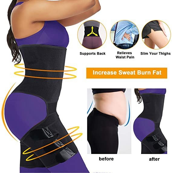 3-in-1 Sweat Waist and Thigh Trimmer Belt