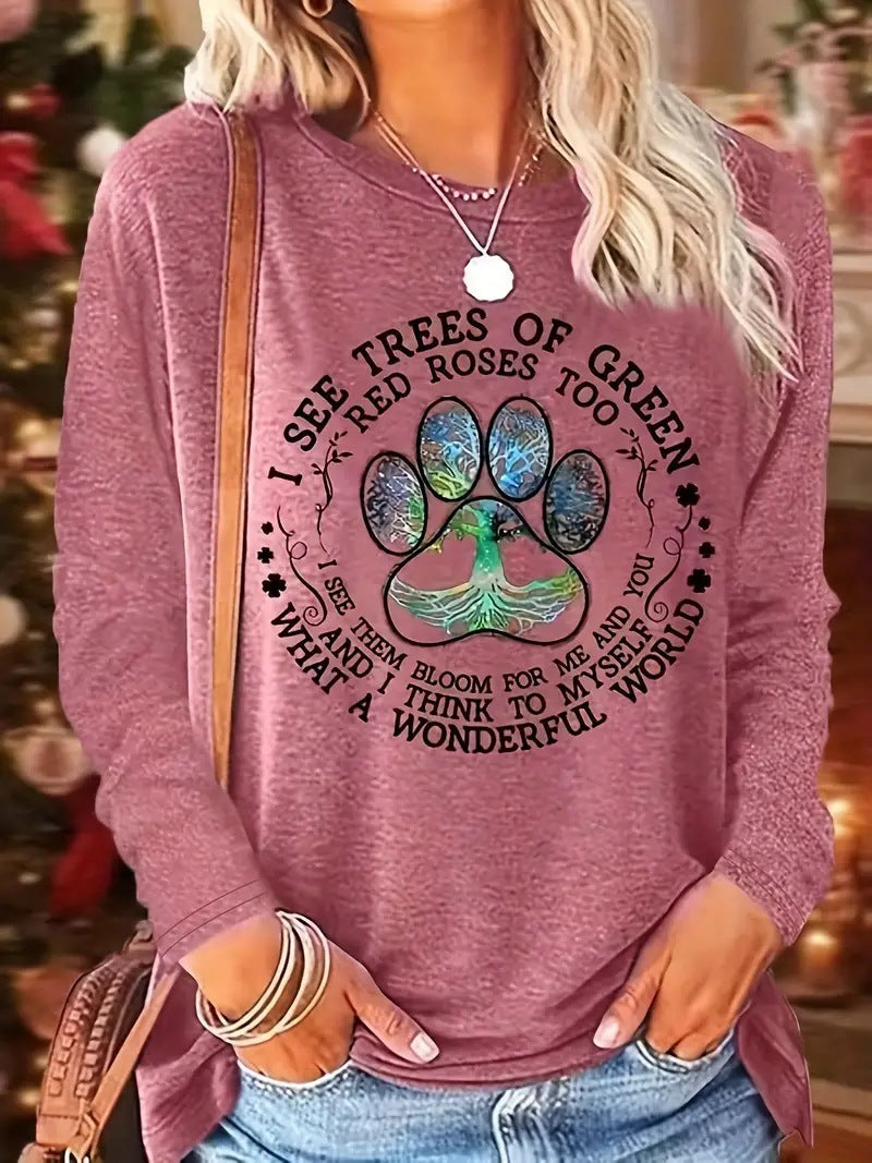 Women's 3D Printed Long Sleeve Crew Neck Sweatshirt