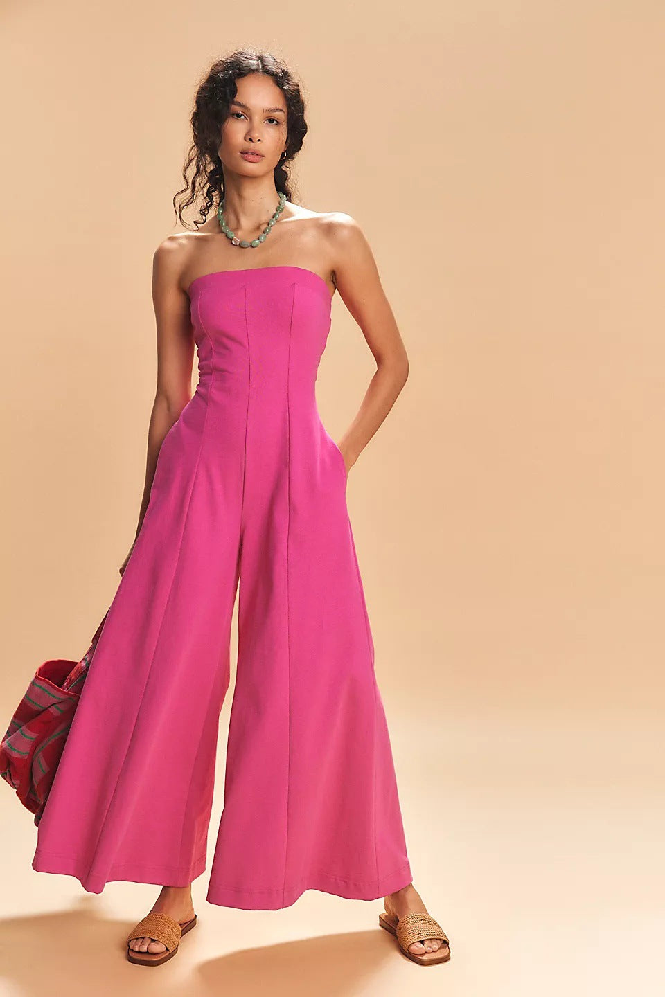 Women's High Waist Wide Leg Sleeveless Casual Jumpsuit