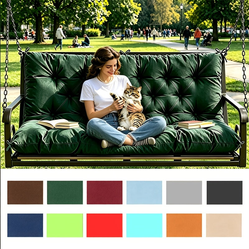Porch Swing Cushions Outdoor Waterproof Thickened 5" Backyard Swing Cushion with Backrest And Ties 2-3 Seat Outdoor Swing Cushions Replacement for Porch Patio Garden Lawn 60/48/40X40X5 INCH