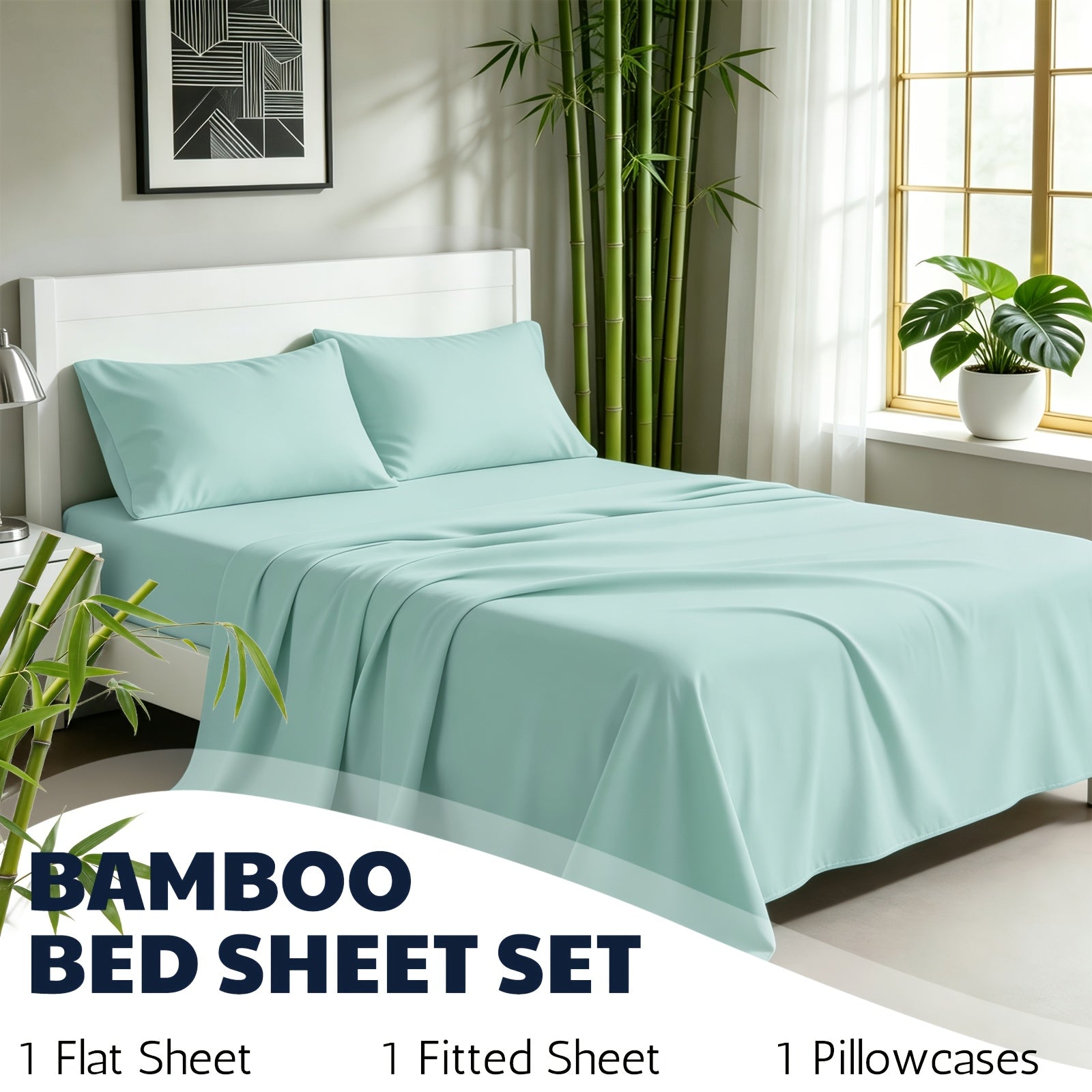 Cooling Bamboo Fiber Sheet Set – 16‑Inch Extra‑Deep Pocket, Twin to King Sizes