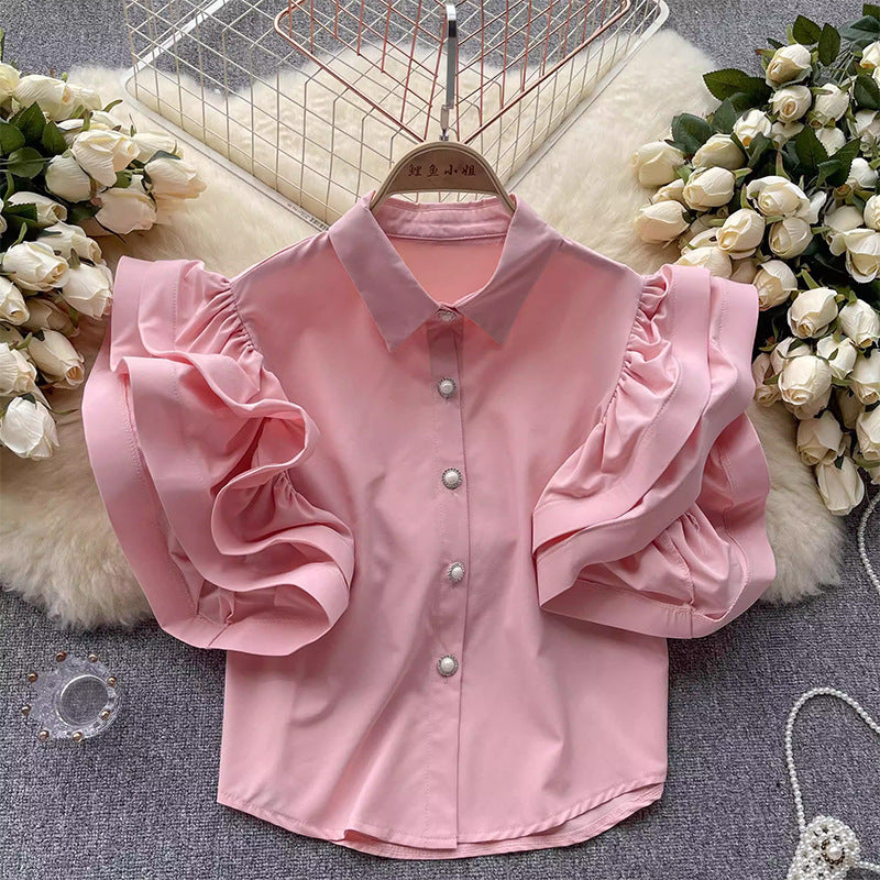 French Niche Design Ruffled Blouse For Women