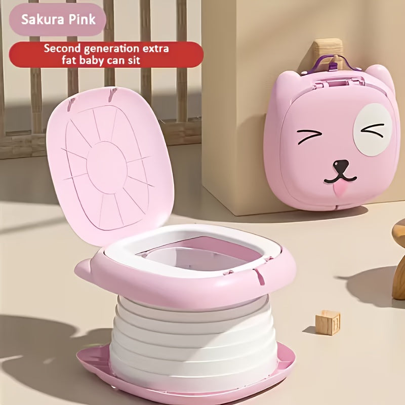 Foldable Portable Children’s Small Toilet with Cute Joyful Face – Pink, Yellow, Green