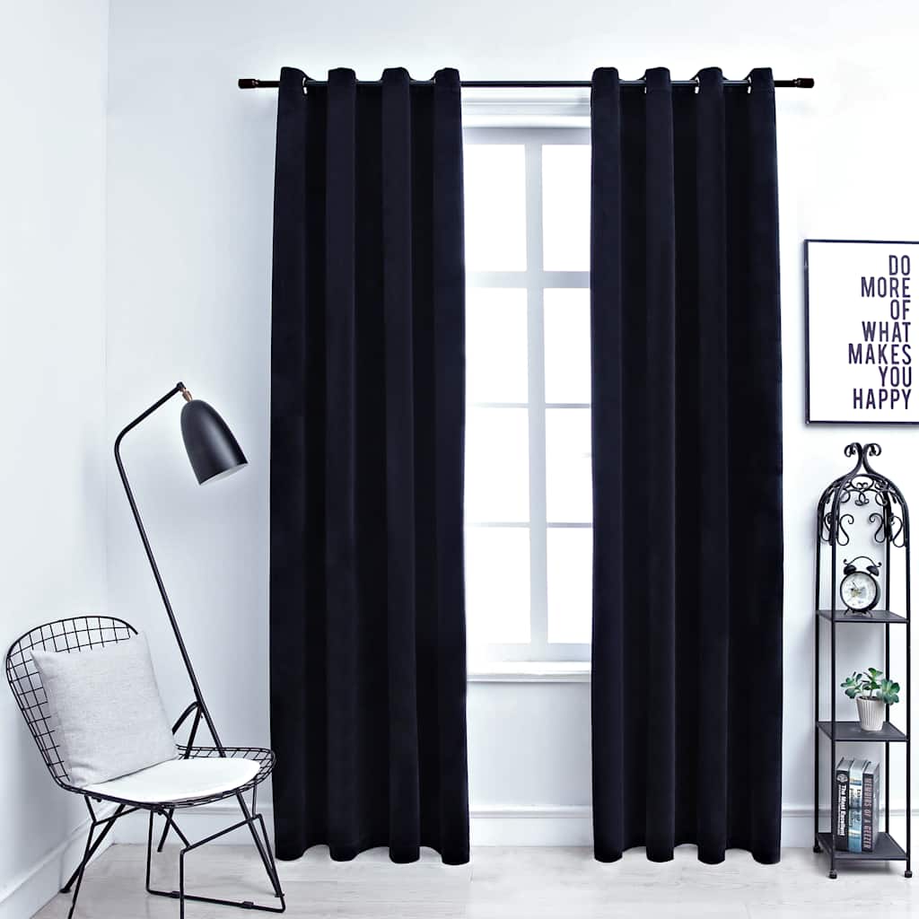Blackout Curtains with Eyelets, 2 Pieces, Velvet