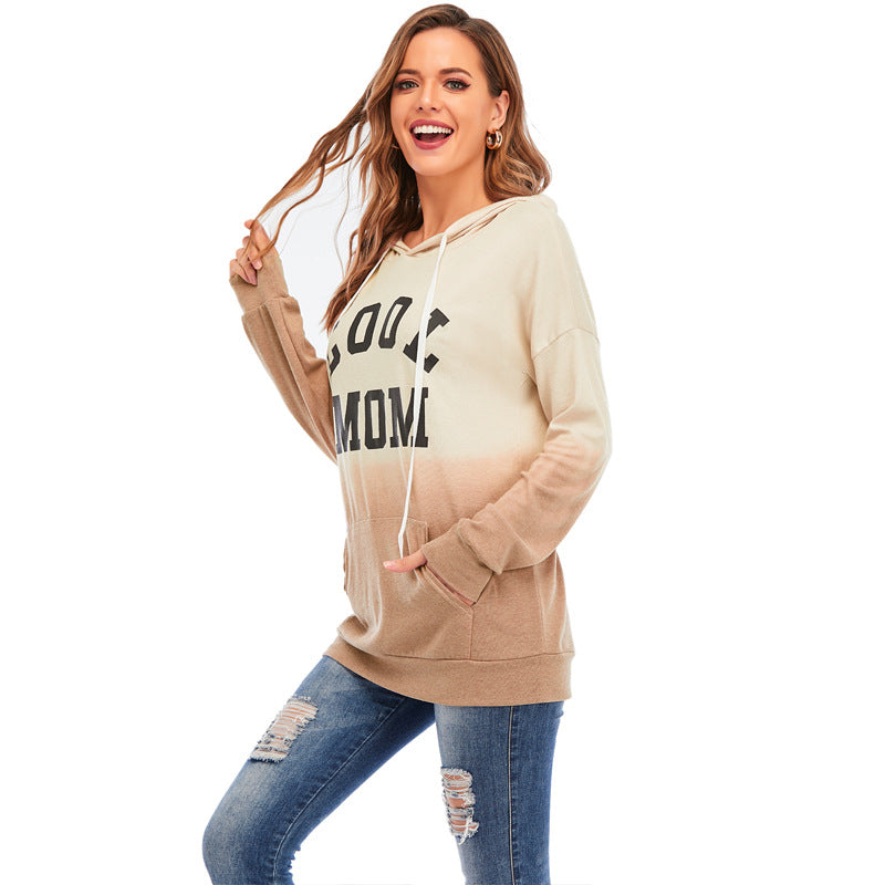New Women's Tie Dyed Hooded Drawstring Long Sleeve Kangaroo Pocket Sweater