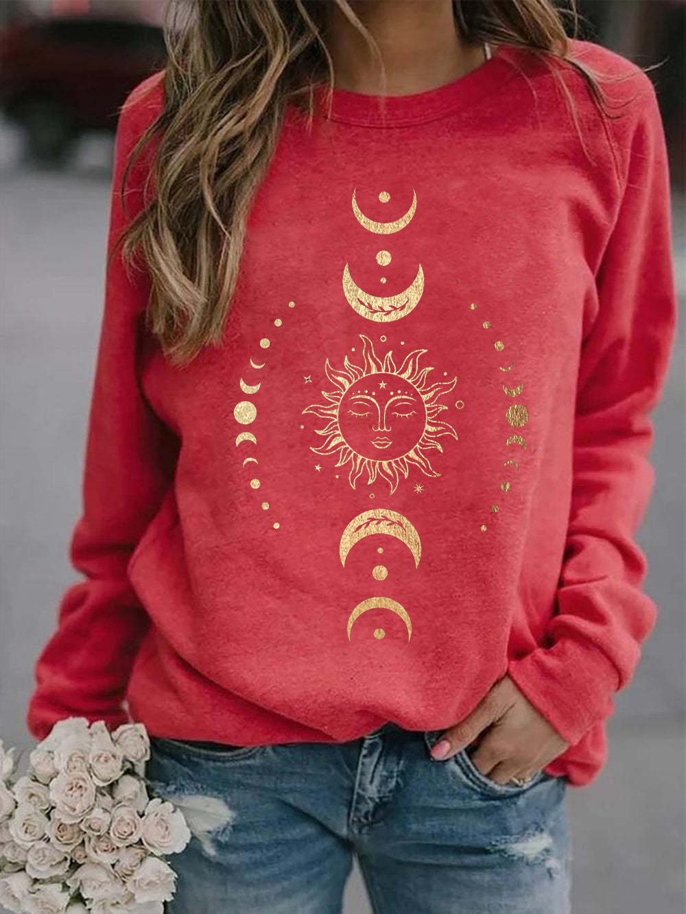 Women's 3D Printed Loose Long Sleeve Pullover Hoodie