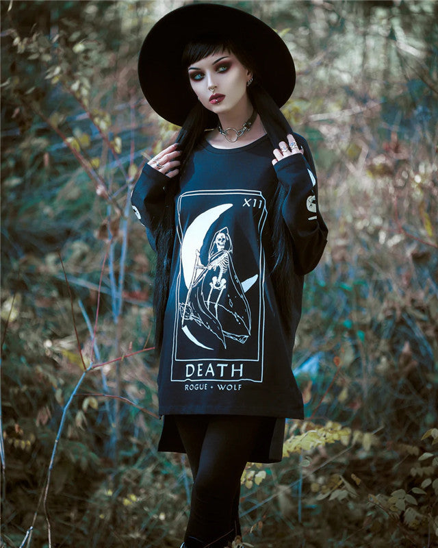 Gothic Dark Moon Letter Print Oversized Punk Sweater