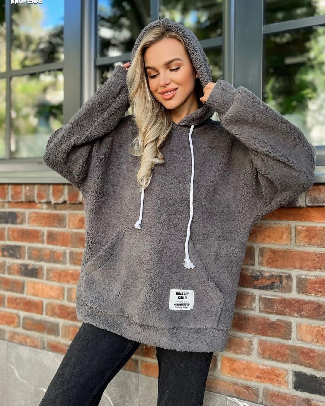 Cozy Flannel Long-Sleeve Pullover Sweatshirt