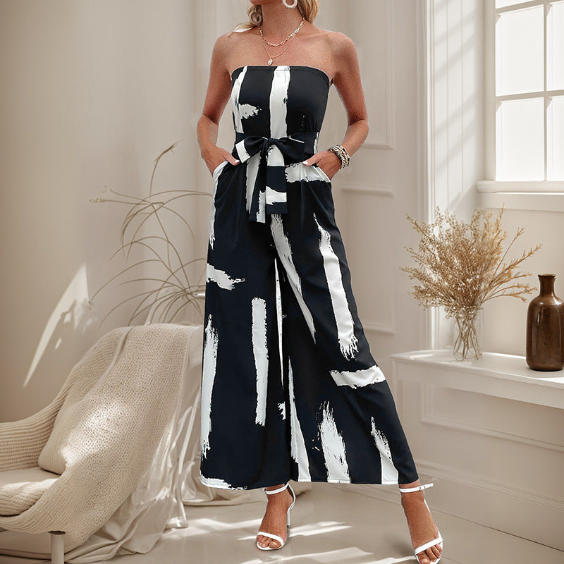 Women's European And American-style Printed Tube Top Jumpsuit