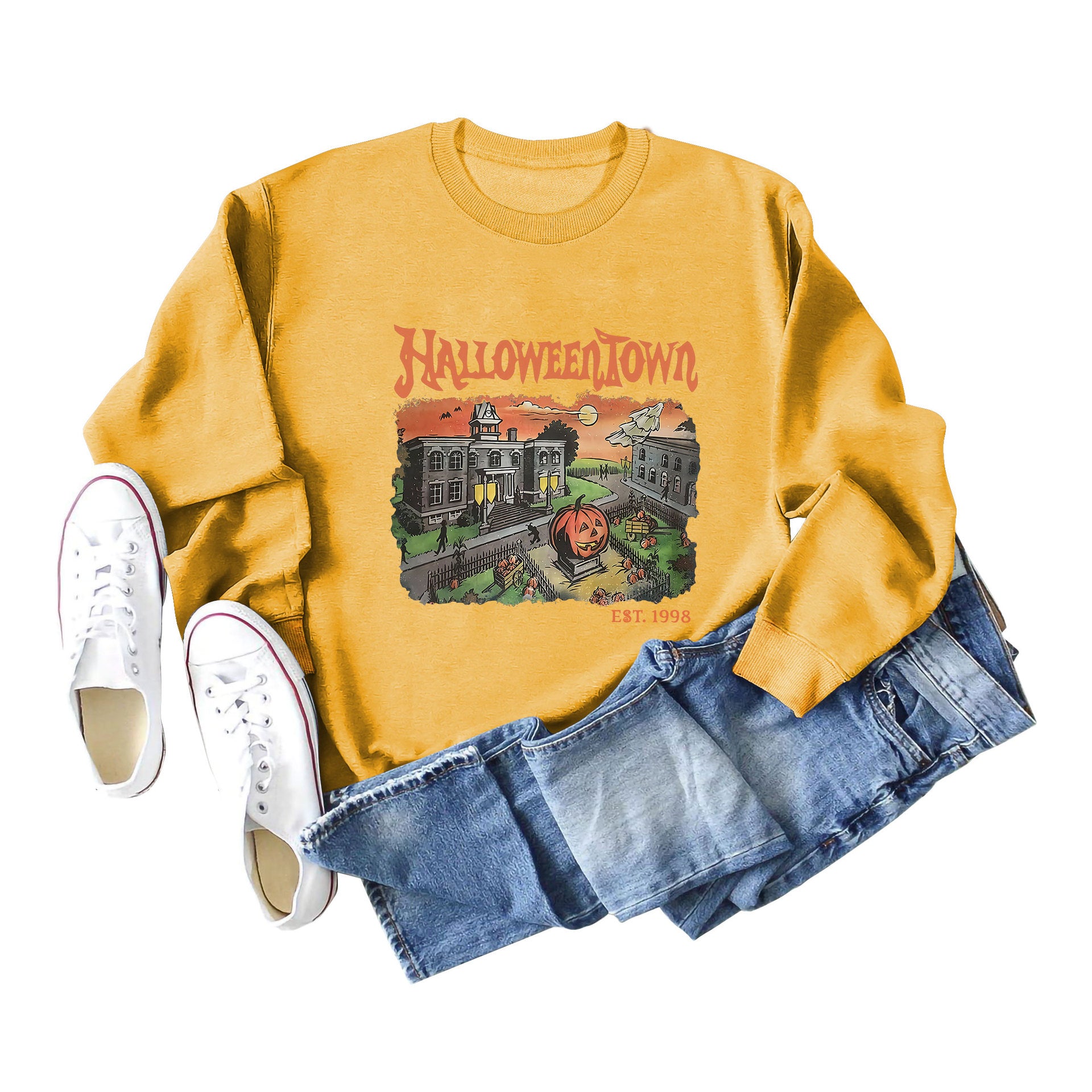Cozy Halloweentown Printed Oversized Sweater