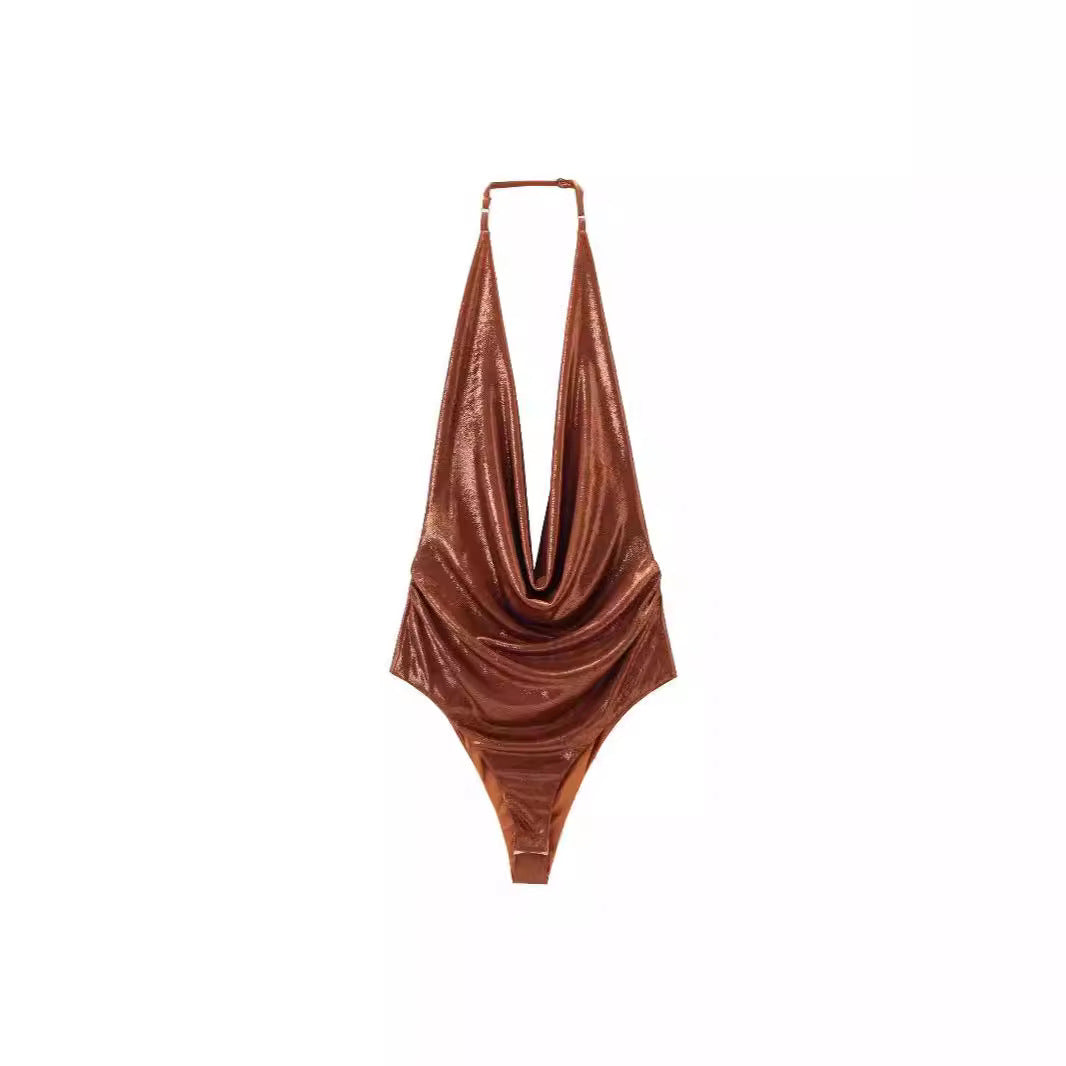 Pure Color Halter Bottoming Sleeveless Jumpsuit