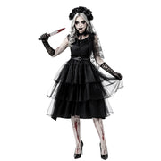 Spooky Zombie Bride Costume Set for Halloween Cosplay