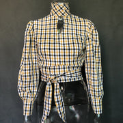 Women's Casual Backless Korean Version Versatile Checkered Top