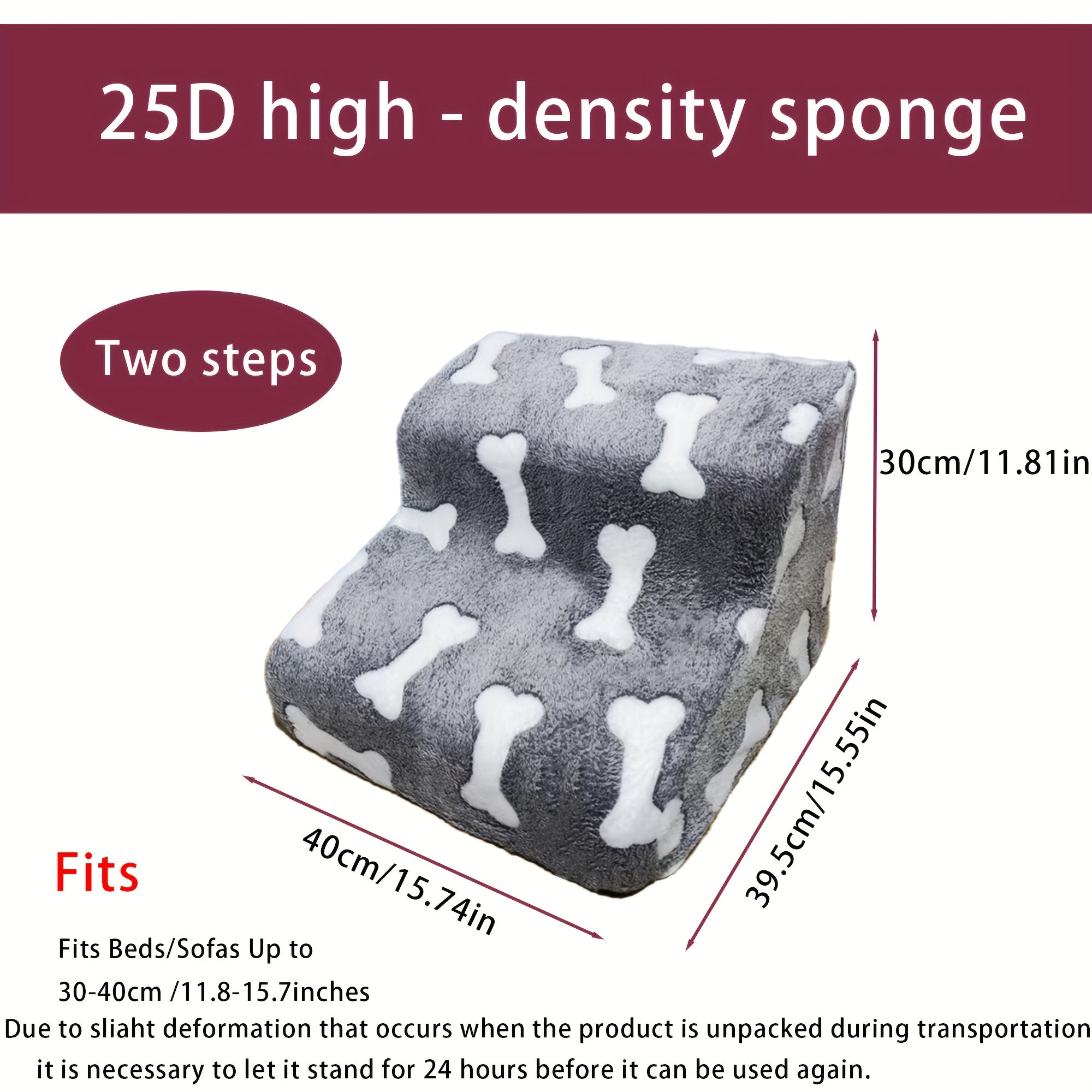 25D Sponge Dog Stairs with Bone-Shaped Design - Non-Slip Soft Pet Stairs for Small to Large Dogs, Easy Climbing Stairs for Puppies, Pet Stairs for Small Dogs, Dog Step For Large