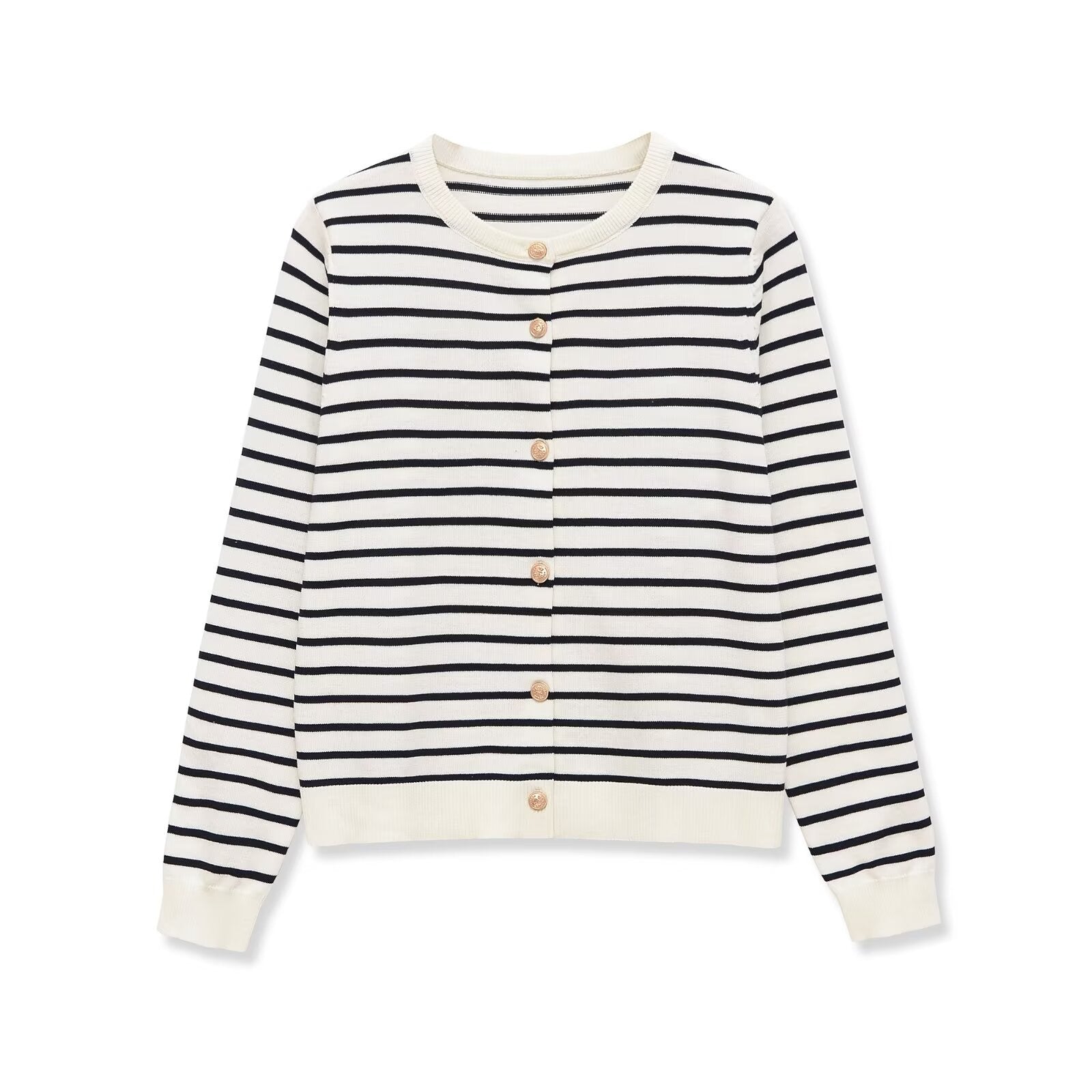 Striped Long-Sleeve Knit Cardigan – Light, Cozy Layer for Women
