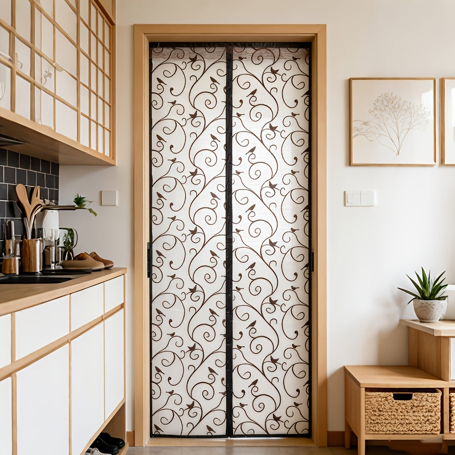 1pc Magnetic Screen Door - Made with Flocked Polyester Fibre 3d Patterned Design, Pet-friendly, Self-closing Mesh Door Curtain, Keeps Out Insects While Allowing Air Circulation, Suitable for Doors Up