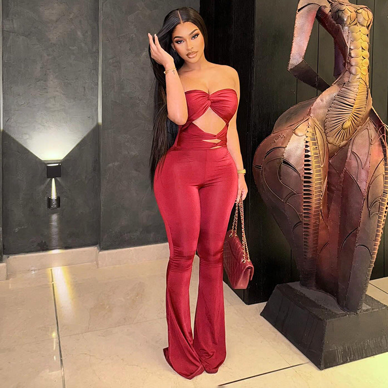 Stunning Backless Cutout Knotted Jumpsuit