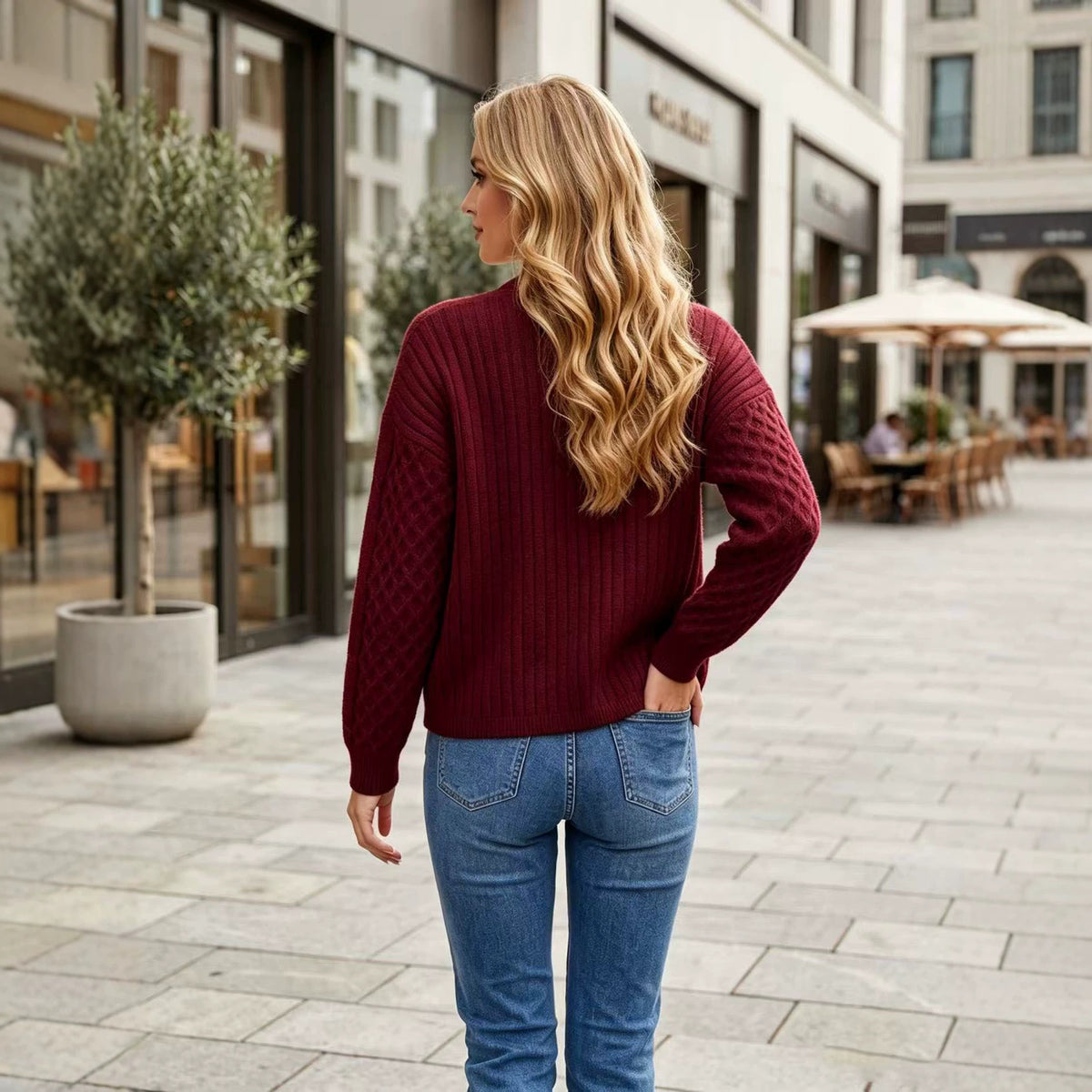New Spring Autumn and Winter Single-breasted Cable-knit Cardigan