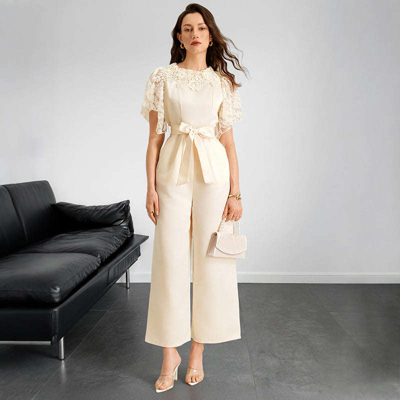 Chic Solid-Color Casual Satin Jumpsuit for Women