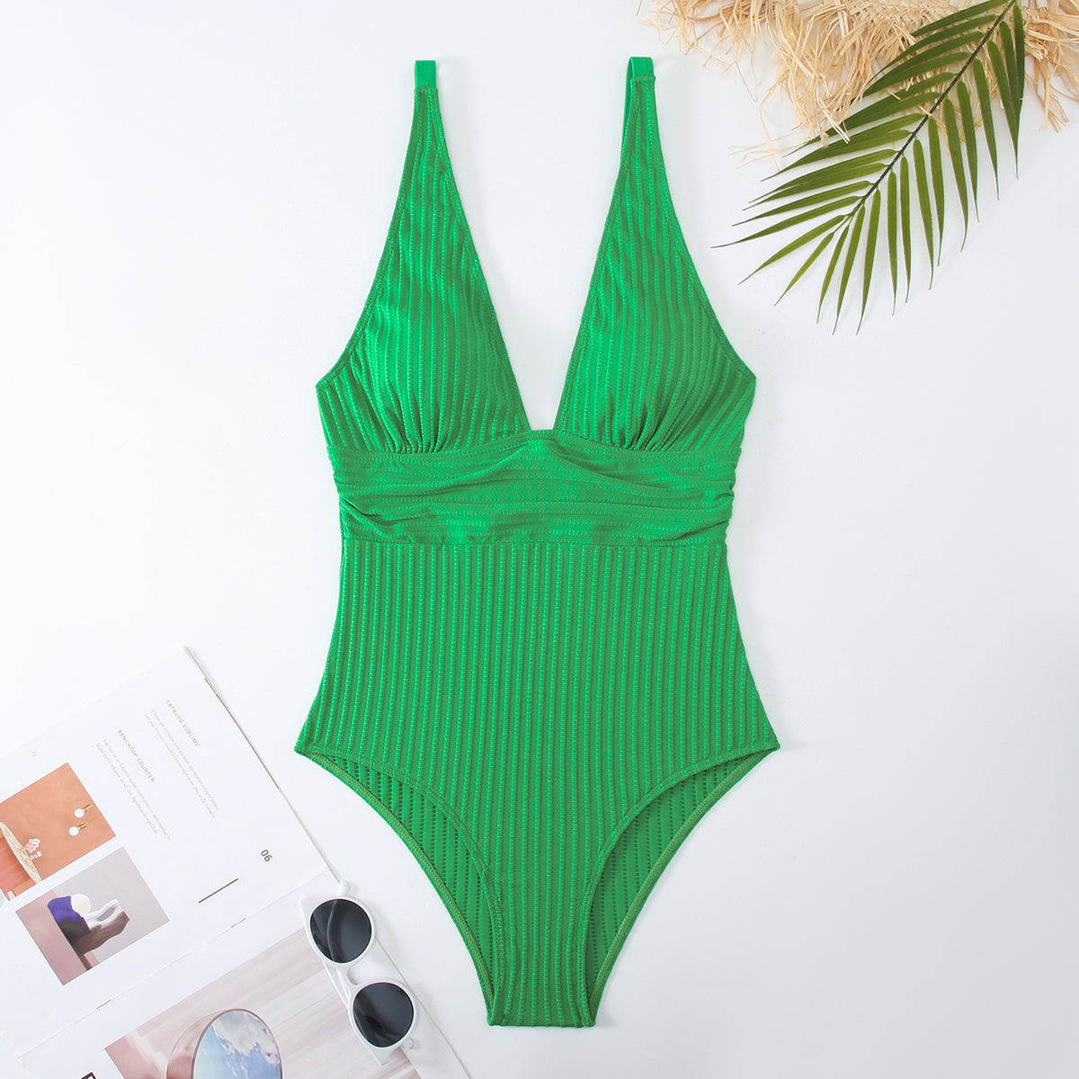 Women's Solid Lace-Up Slim Fit One-Piece Swimsuit