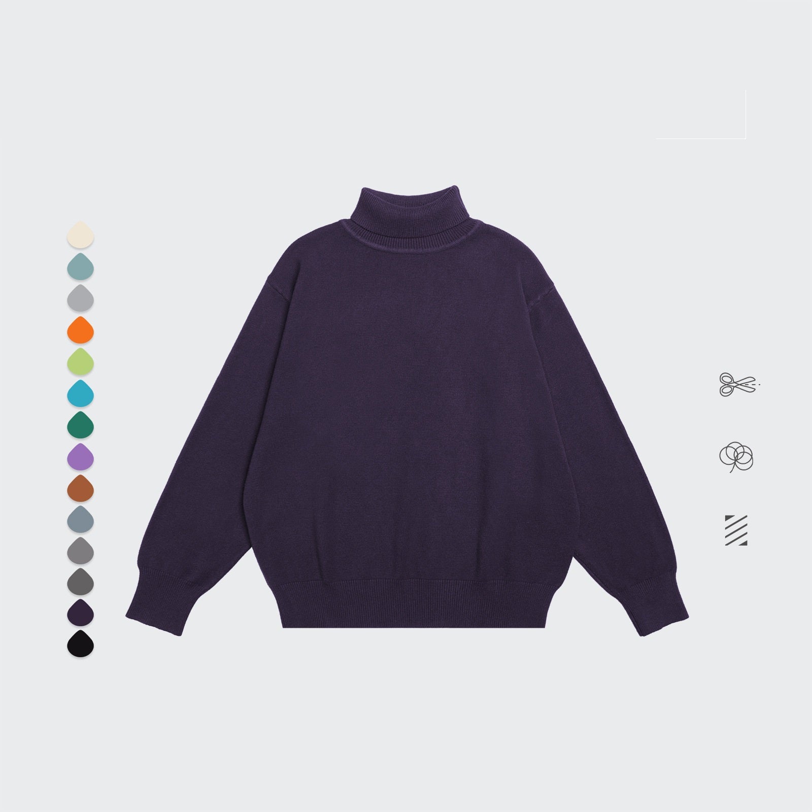 Core Spun Loose High Neck Sweater Solid Color Knitwear