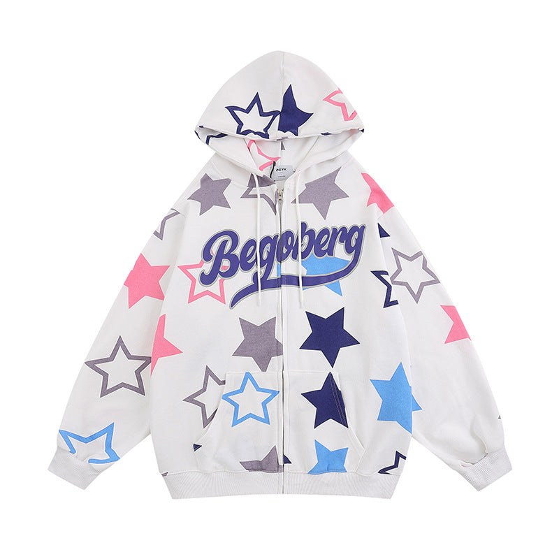 Retro XINGX Printed Brushed Zip-Up Hoodie