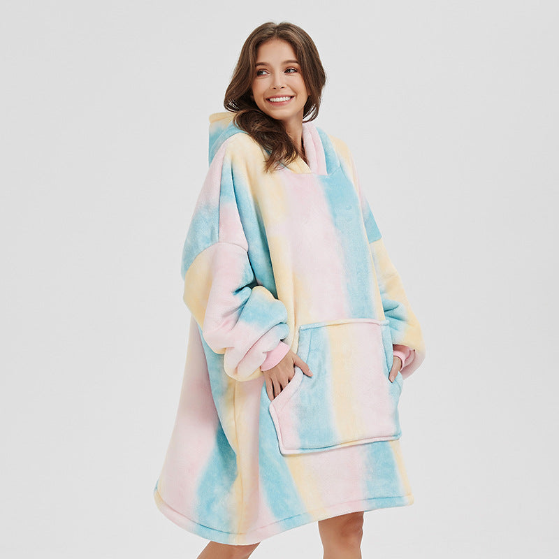 Flannel Homewear Night-robe Casual Hooded Sweater
