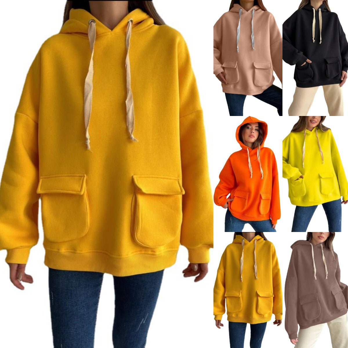 Cozy Fleece Pocket Pullover Hoodie for Women