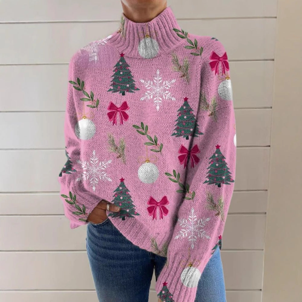 Christmas Totem Women's Printed Wear Turtleneck Sweater