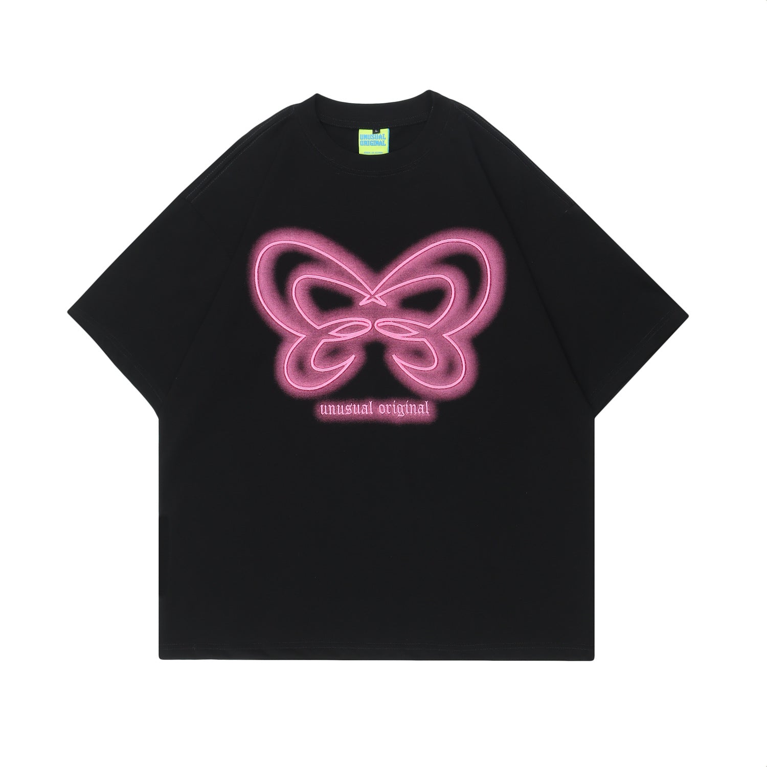 Chic Butterfly Embroidered Short-Sleeve Streetwear Tee