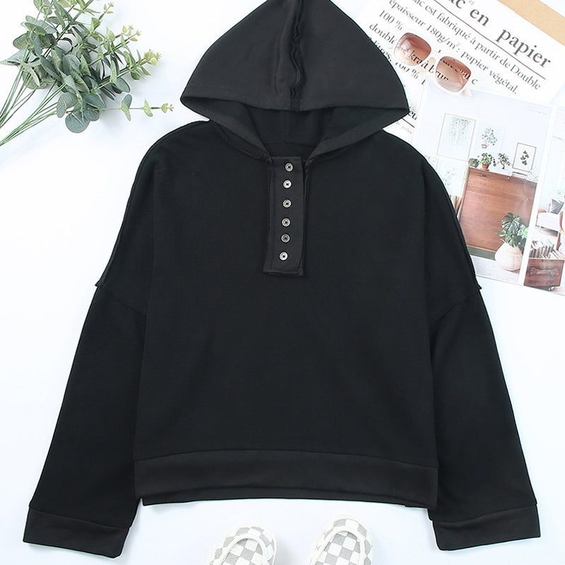 Women's Thickened Casual Drop-Shoulder Patchwork Hoodie