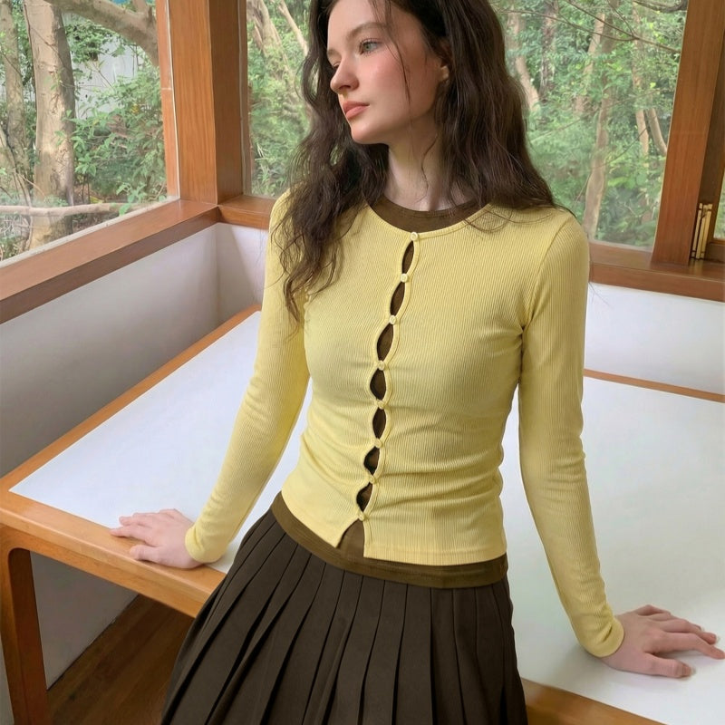 Retro Fit Two-Piece Knitted Long Sleeve Base Layer – Cozy Autumn Style