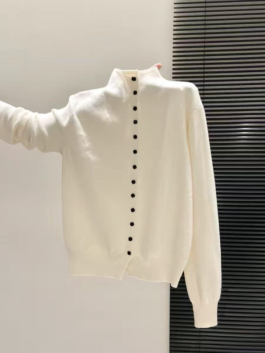 Slimming Versatile Mock-neck Knit Cardigan Sweater