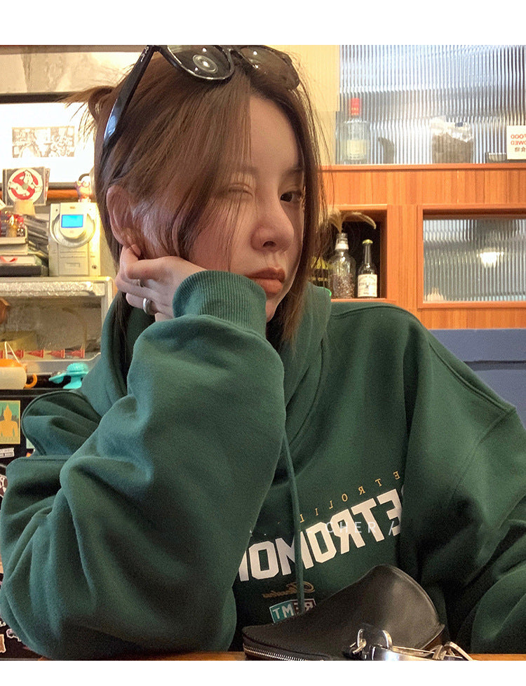 Women's Velvet Padded Hooded Sweatshirt