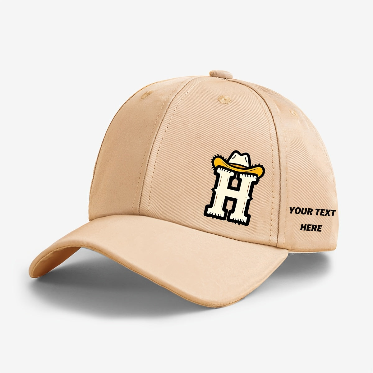 Kids Cowboy Style Baseball Cap with Letter Print and Custom Side Text, Lightweight and Comfortable (Ages 5-10)