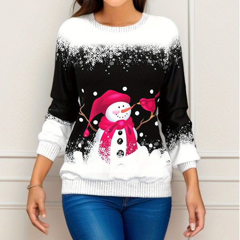 Festive Christmas Printed Raglan Sleeve Sweater