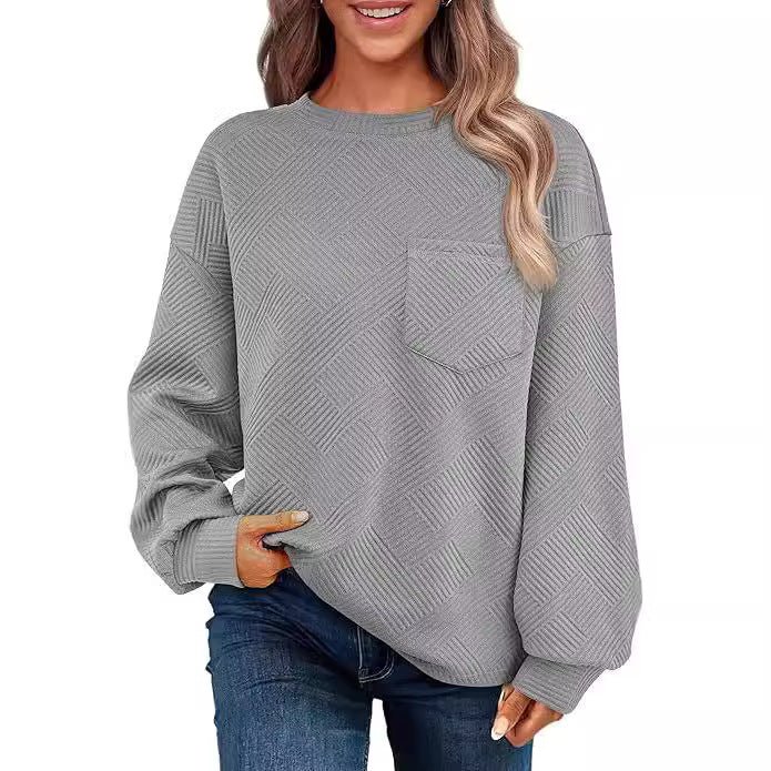 Cozy Drop-Shoulder Textured Long-Sleeve Sweater