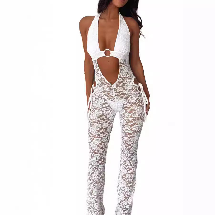 Halter Neck One-Piece Fitted Jumpsuit for Women