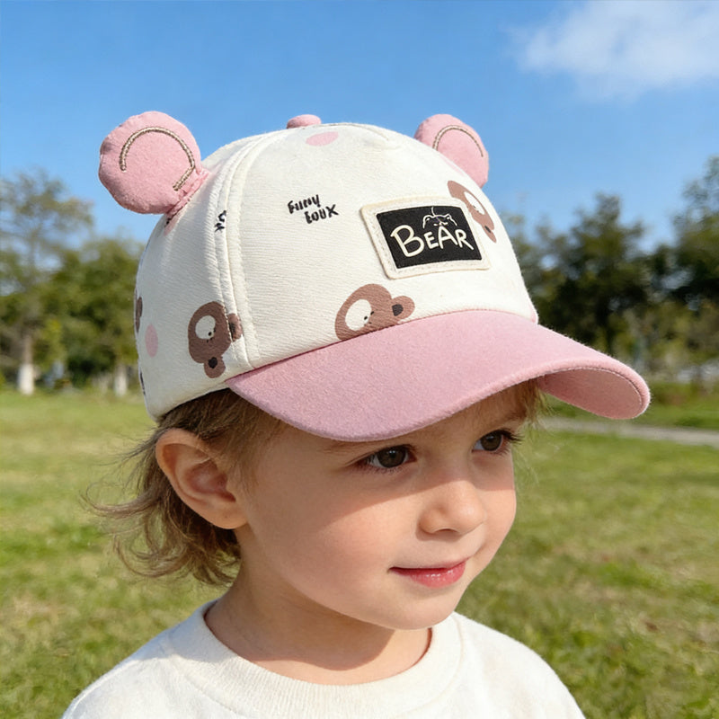 Bear Ear Baby Baseball Cap – Adjustable Cap with Lightweight Fabric for Ages 1-6