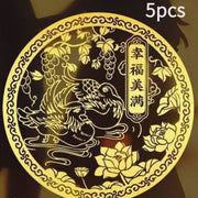 5 Wealth Attraction Phone Stickers with Glossy Spiritual Design