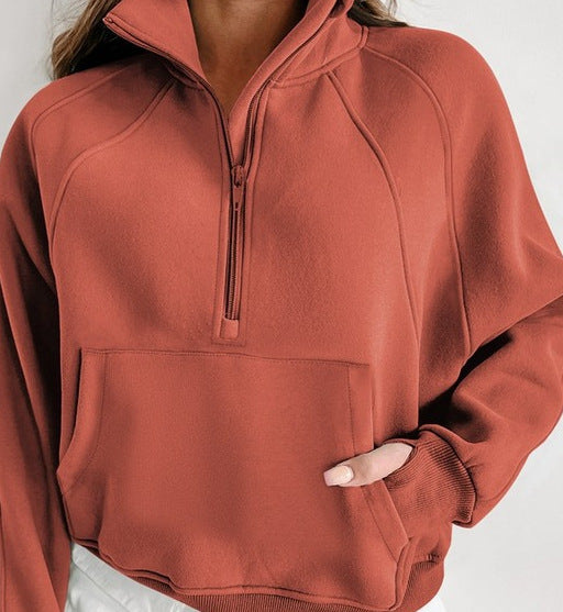 Casual Stand Collar Long Sleeve Loose Hoodie