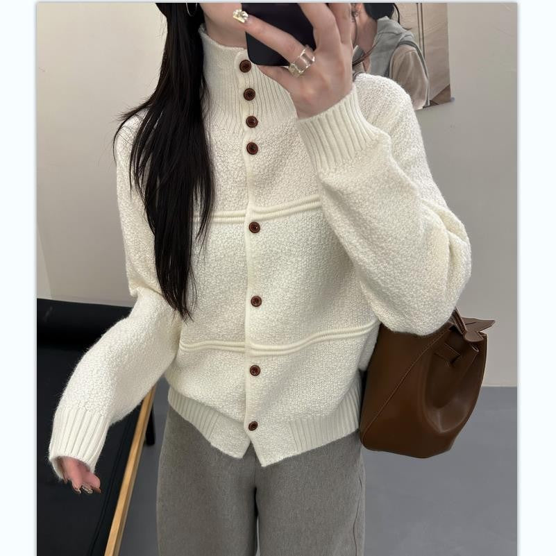 New Autumn Winter Merino Wool Knitted Sweater Coat