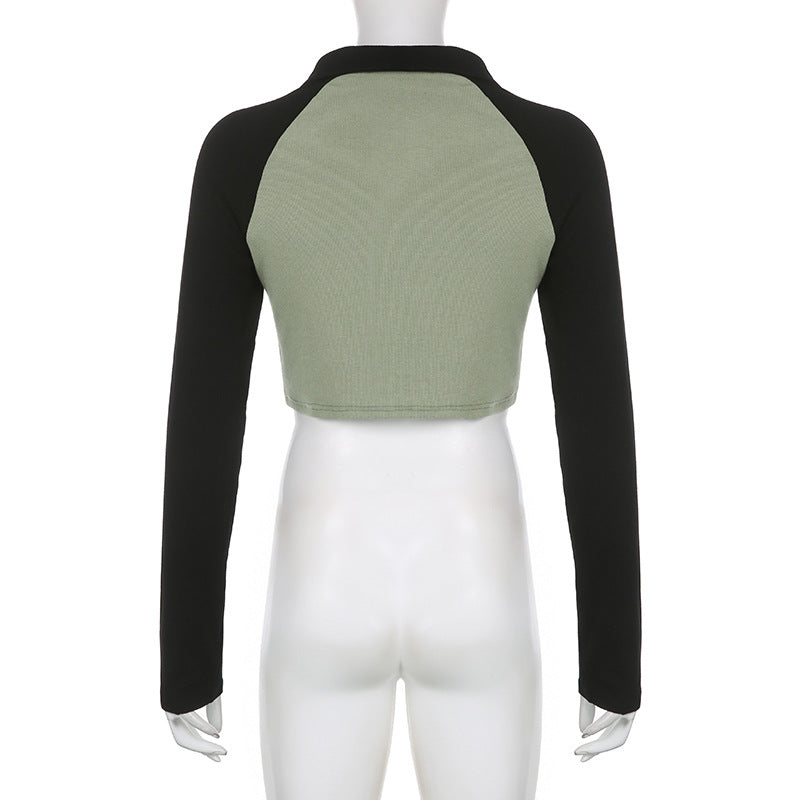 Chic Cropped Raglan Long Sleeve Fitted Tee