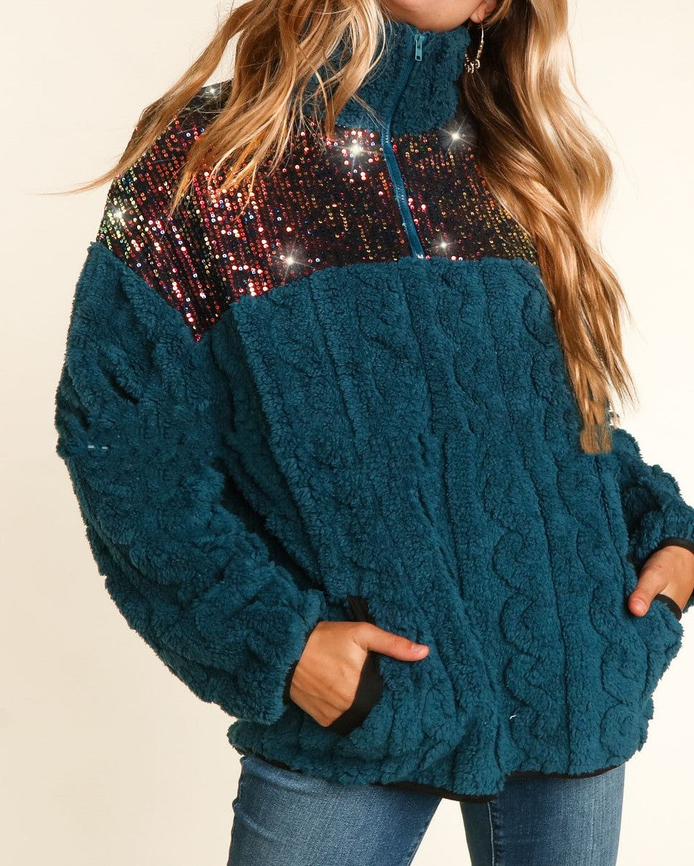 Cozy Turtleneck Double Pocket Sweater