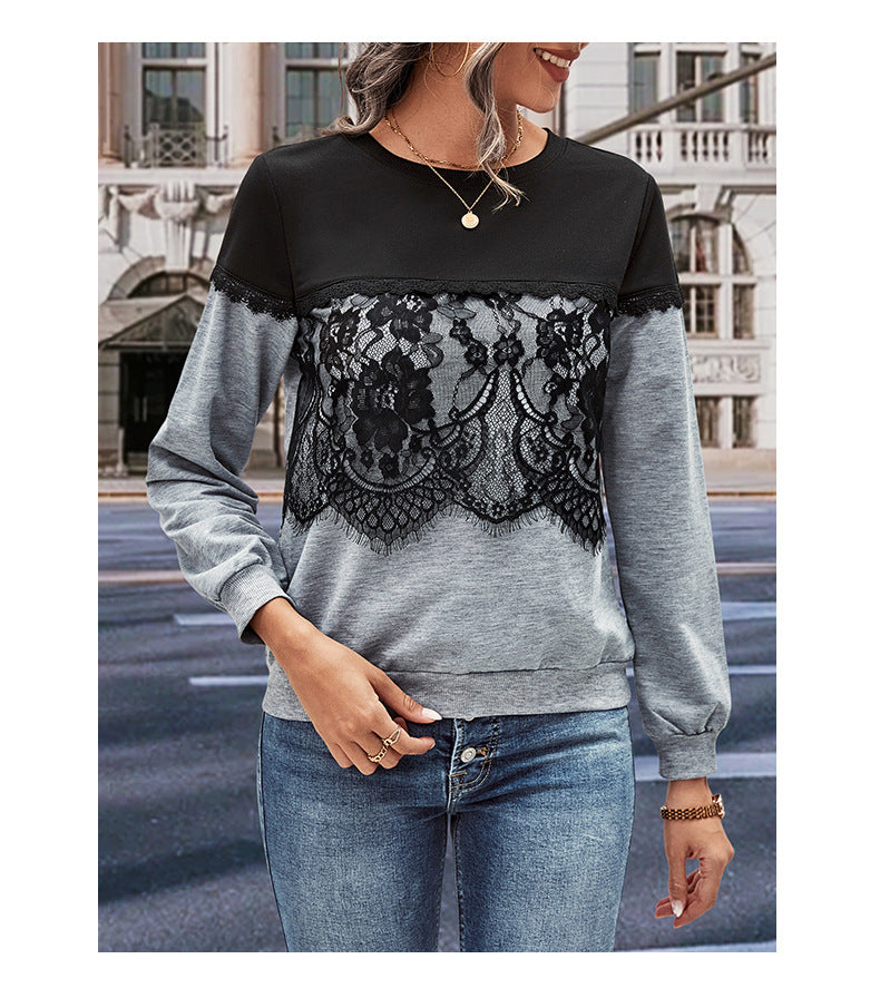 Chic Color-Block Long-Sleeve Sweater for Fall