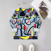 Abstract Portrait Color Block Crewneck Sweatshirt