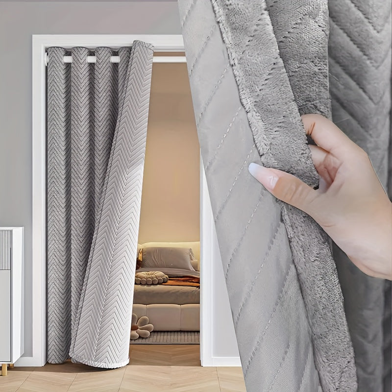 [2D Door Curtain] 1pc Winter Warmth Thermal Insulated Blackout Door Curtain - No-Drill Installation, Soundproof & Noise Reducing, Modern Minimalist Design, Machine Washable Polyester, Contemporary…