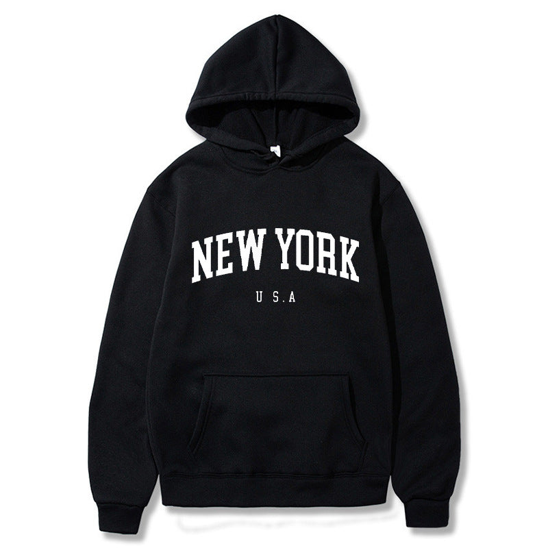 Women's Velvet Padded Printed Casual Sports Hoodie