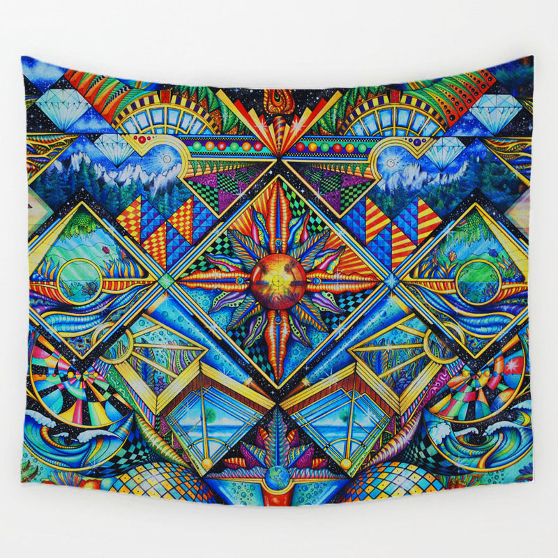 Geometric Irregular Hippie Mandala Pattern Tapestry
