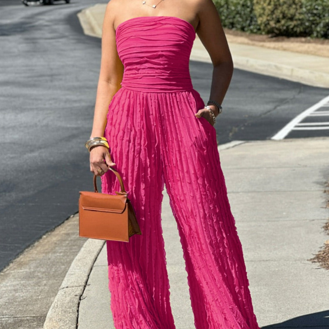 Chic Strapless Wide-Leg Casual Jumpsuit